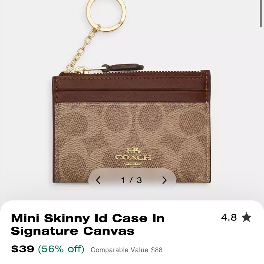 Coach Mini Skinny ID Case in Signature Canvas
